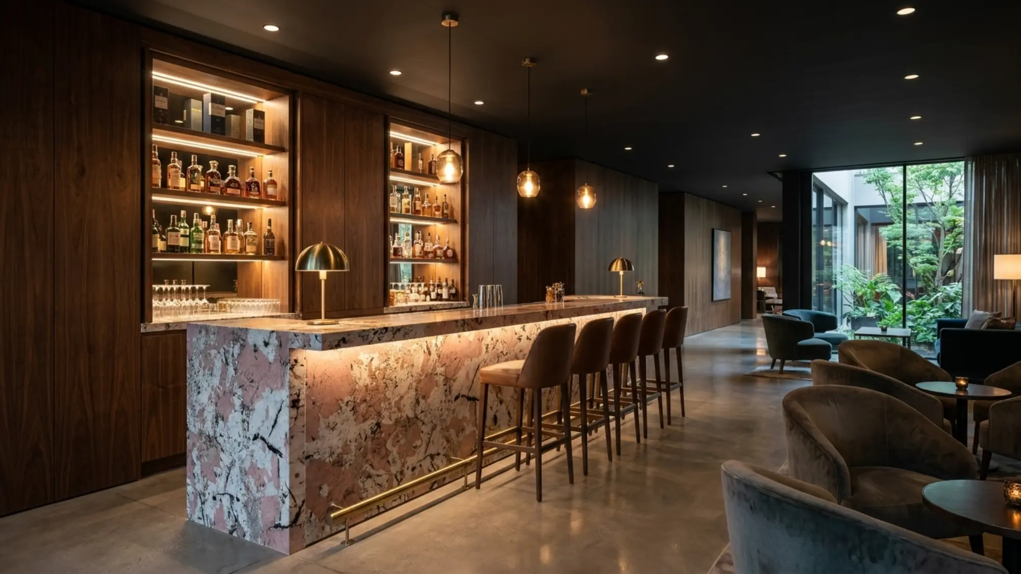 Commercial bar counter application with Patagonia Granite