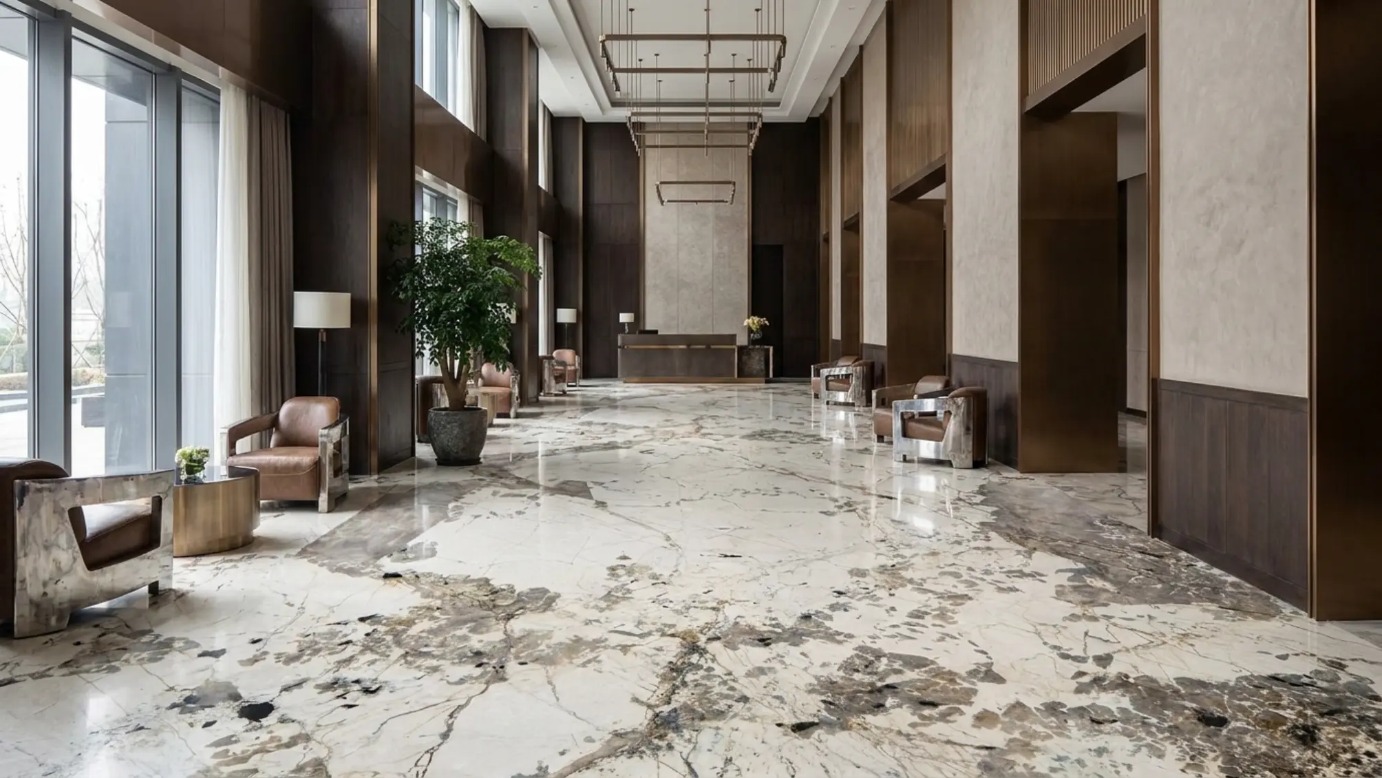 Hotel lobby floor using Patagonia Granite